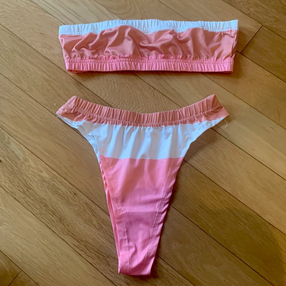 SHEIN strapless/high waisted color lock bikini set. Size S. Never been worn